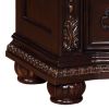 Wooden Nightstand with Three Spacious Drawers and Bun Feet, Brown