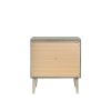 2 Drawer Contemporary Nightstand with Bar Handles and Splayed Legs, Silver