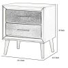 2 Drawer Contemporary Nightstand with Bar Handles and Splayed Legs, Silver
