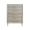 5 Drawer Contemporary Chest with Bar Handles and Splayed Legs, Silver