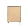 5 Drawer Contemporary Chest with Bar Handles and Splayed Legs, Silver