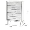 5 Drawer Contemporary Chest with Bar Handles and Splayed Legs, Silver