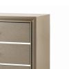 Five Drawer Wooden Chest with Polished Metallic Pulls, Champagne Gold