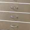Five Drawer Wooden Chest with Polished Metallic Pulls, Champagne Gold