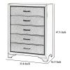 Five Drawer Wooden Chest with Polished Metallic Pulls, Champagne Gold