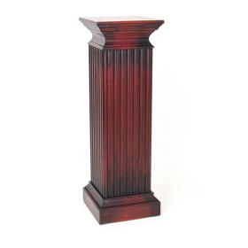 Square Shaped Column Pedestal with Reeded Design, Brown