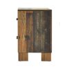 2 Drawer Rustic Nightstand with Nails and Grain Details, Dark Brown