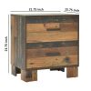 2 Drawer Rustic Nightstand with Nails and Grain Details, Dark Brown