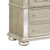 3 Drawers Nightstand with Ornate Carving and USB Ports, Silver