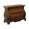 Bombe Shaped Nightstand with Carving and Molded Details, Cherry Brown