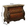 Bombe Shaped Nightstand with Carving and Molded Details, Cherry Brown