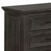 Planked Rough Hewn Saw Texture 3 Drawer Nightstand with Metal Handle, Gray