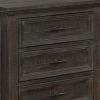 Planked Rough Hewn Saw Texture 3 Drawer Nightstand with Metal Handle, Gray