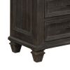 Planked Rough Hewn Saw Texture 3 Drawer Nightstand with Metal Handle, Gray