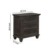 Planked Rough Hewn Saw Texture 3 Drawer Nightstand with Metal Handle, Gray