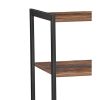 2 Mesh Basket and 6 Hooks Wood and Metal Frame Bakers Rack, Brown and Black