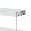 Contemporary Style Plastic TV Stand with Glass Side Panels, White