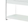Contemporary Style Plastic TV Stand with Glass Side Panels, White