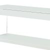 Contemporary Style Plastic TV Stand with Glass Side Panels, White