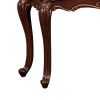 Wooden Console Table with Marble Top and Carved Details, Gray and Brown