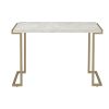 Contemporary Metal Frame Sofa Table with Faux Marble Top ,White and Gold