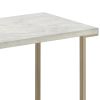 Contemporary Metal Frame Sofa Table with Faux Marble Top ,White and Gold