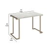 Contemporary Metal Frame Sofa Table with Faux Marble Top ,White and Gold