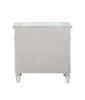 Mirror Accented Wooden Nightstand with 3 Storage Drawers, Silver