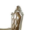 Wood and Leather Dining Chairs with Armrests, Set of 2, White and Brown