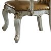 Wood and Leather Dining Chairs with Armrests, Set of 2, White and Brown