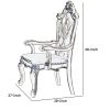 Wood and Leather Dining Chairs with Armrests, Set of 2, White and Brown