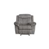 Fabric Upholstered Metal Reclining Club Chair with Center Console, Gray