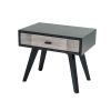 1 Drawer Wooden Nightstand with Angled Legs and Rough Sawn Texture, Gray