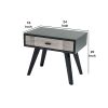1 Drawer Wooden Nightstand with Angled Legs and Rough Sawn Texture, Gray