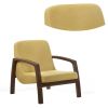 Wooden Lounge Chair with Block Legs and Padded Seat, Yellow