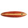 Wooden Surfboard Shaped Wall Art with Mounting Hardware, Brown and Red