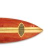 Wooden Surfboard Shaped Wall Art with Mounting Hardware, Brown and Red