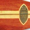 Wooden Surfboard Shaped Wall Art with Mounting Hardware, Brown and Red