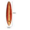 Wooden Surfboard Shaped Wall Art with Mounting Hardware, Brown and Red
