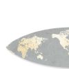 Wooden Surfboard Wall Art with World Map Print, Gray and White