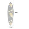 Wooden Surfboard Wall Art with World Map Print, Gray and White