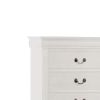 5 Drawer Wooden Chest with Metal Hanging Pulls and Bracket Feet, White
