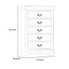 5 Drawer Wooden Chest with Metal Hanging Pulls and Bracket Feet, White