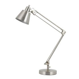 60W Metal Task Lamp with Adjustable Arms and Swivel Head, Set of 2, Silver