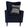 18 x 18 Handwoven Square Cotton Accent Throw Pillow, Classic Striped Pattern, Textured, White, Blue