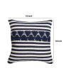 18 x 18 Handwoven Square Cotton Accent Throw Pillow, Classic Striped Pattern, Textured, White, Blue