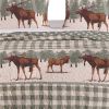 2 Piece Twin Quilt Set, Animal Print, Plaid Pattern, Green and Brown