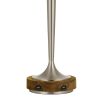 150W Metal Table Lamp with Oval Shade and 2 USB Outlets, White and Silver