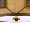 Metal Frame Drum Shade Pendant Fixture with Lattice Design, Rustic Bronze