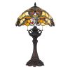 Polyresin Table Lamp with Glass Shade and Pull Chain Switch, Multicolor
